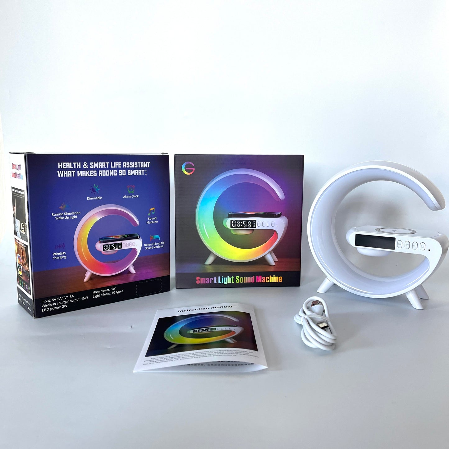 Multifunction Wireless Charger Pad Stand Speaker TF RGB Night Light 15W Fast Charging Station for iPhone Samsung Xiaomi Huawei
