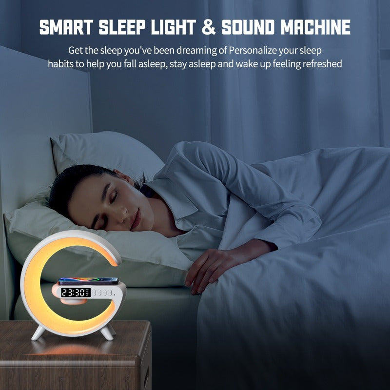 Dynamic Wake-Up Lamp with Sunrise Alarm & Speaker wireless charging